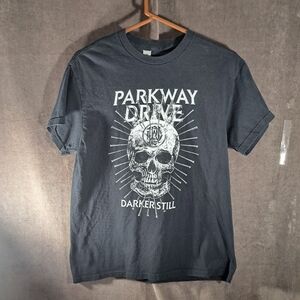 Parkway Drive Darker Still Smoking Skull Black Graphic Band Tee VG M